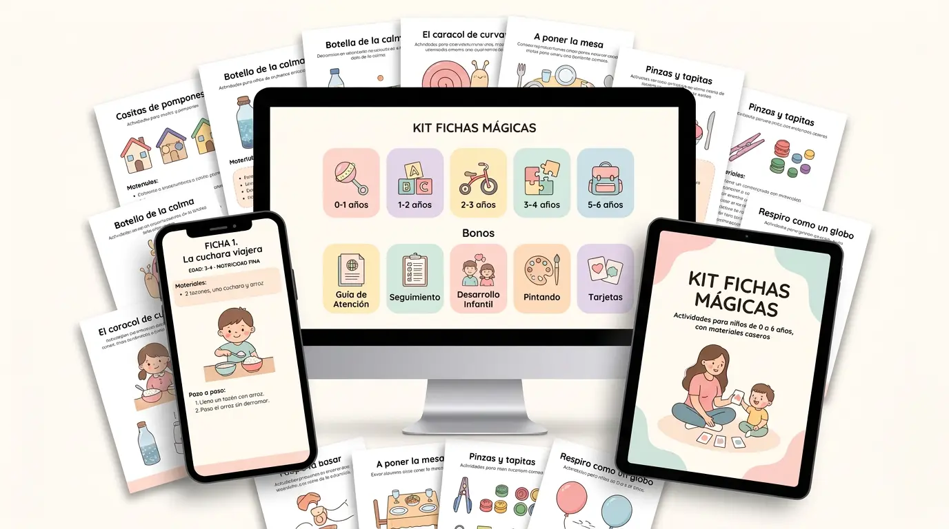 Kit Fichas Mágicas: biblioteca digital con 5 bloques por edad y 5 bonos